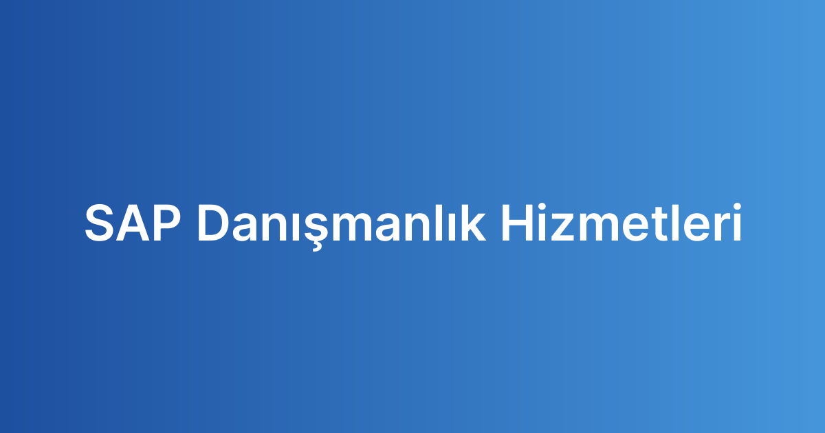 SAP Danışmanlık Hizmetleri