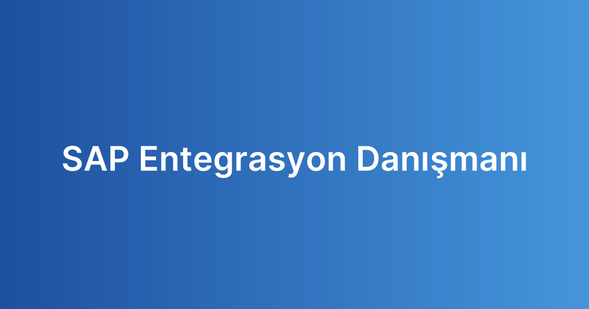 SAP Entegrasyon Danışmanı