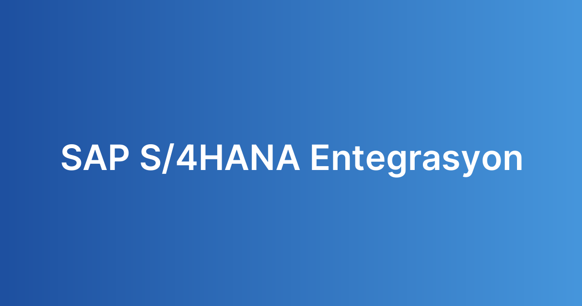 SAP S/4HANA Entegrasyon
