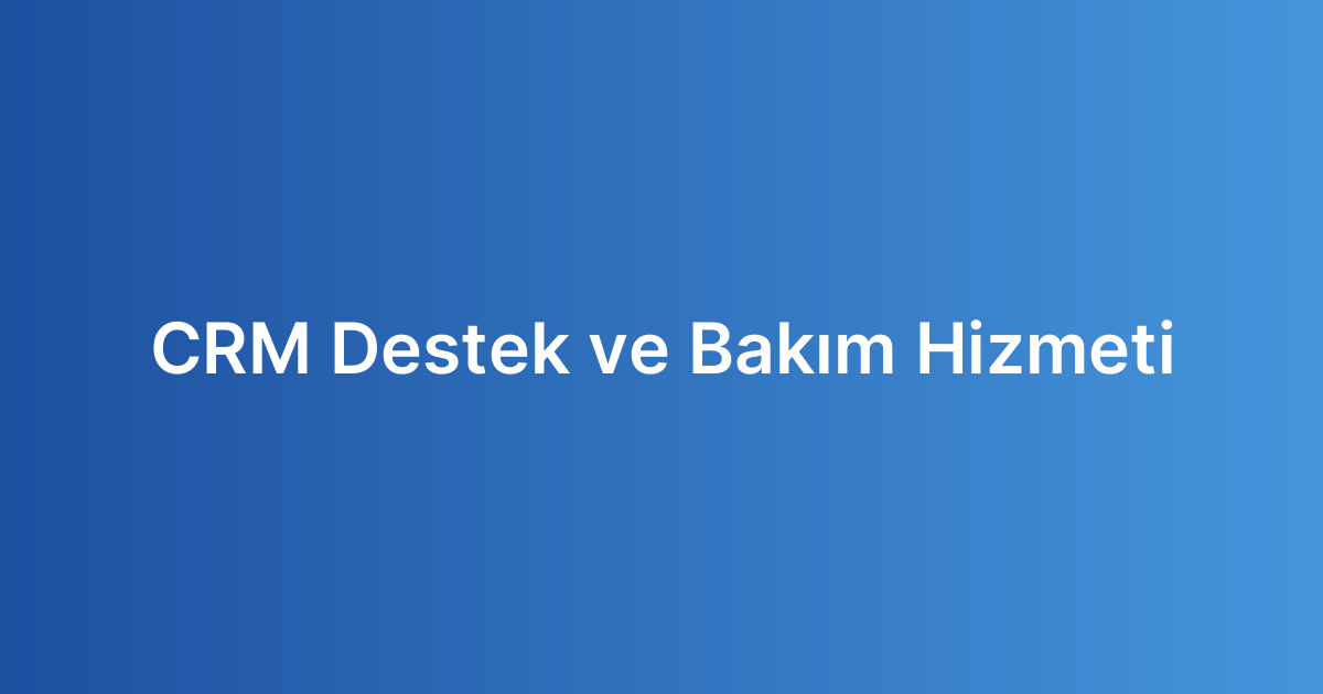 CRM Destek ve Bakım Hizmeti