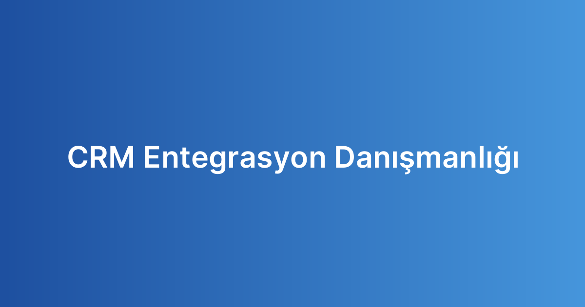 CRM Entegrasyon Danışmanlığı