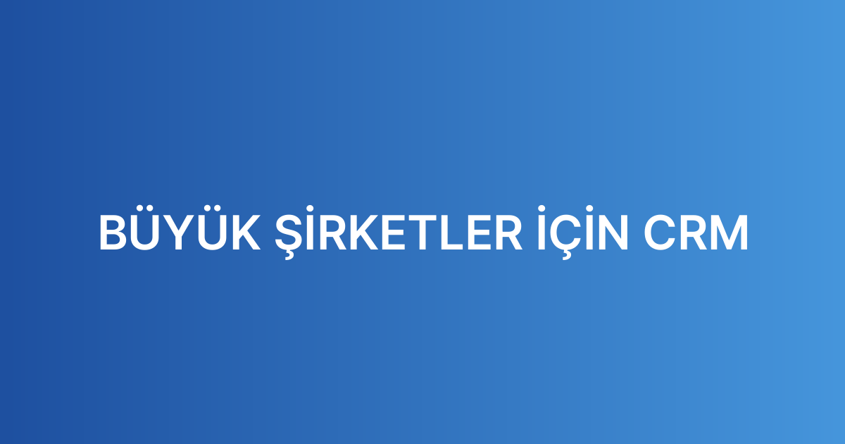 BÜYÜK ŞİRKETLER İÇİN CRM