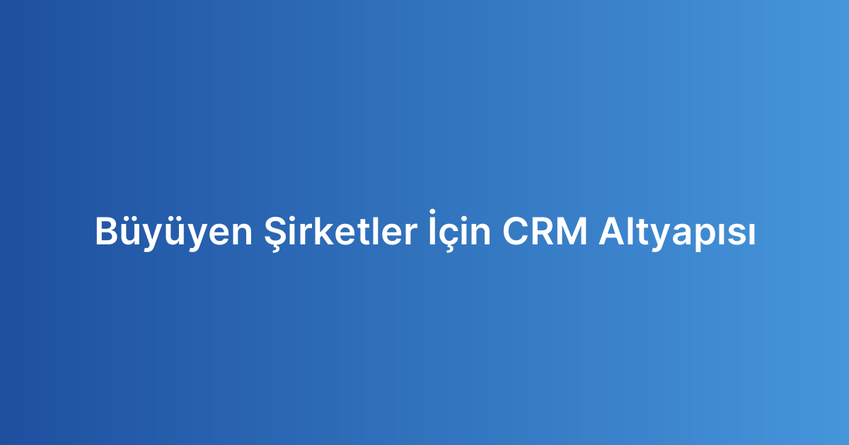 Büyüyen Şirketler İçin CRM Altyapısı