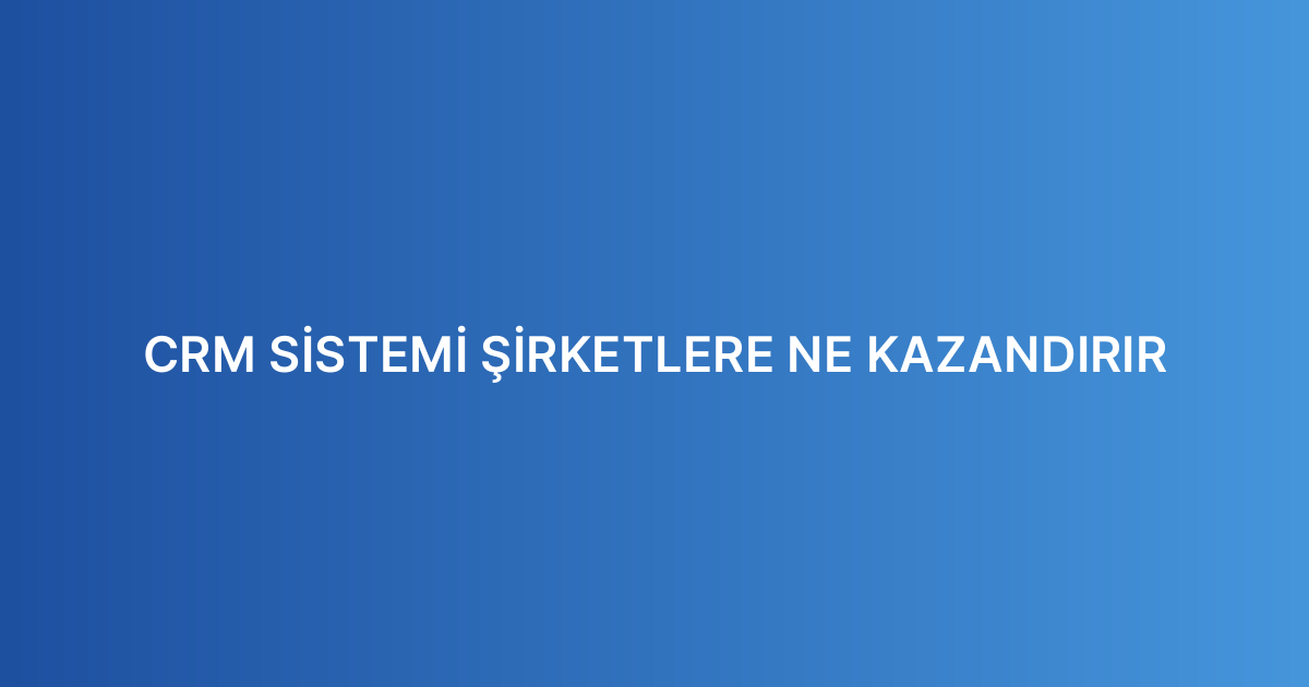 CRM SİSTEMİ ŞİRKETLERE NE KAZANDIRIR