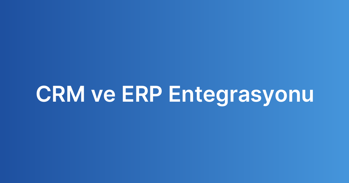 CRM ve ERP Entegrasyonu