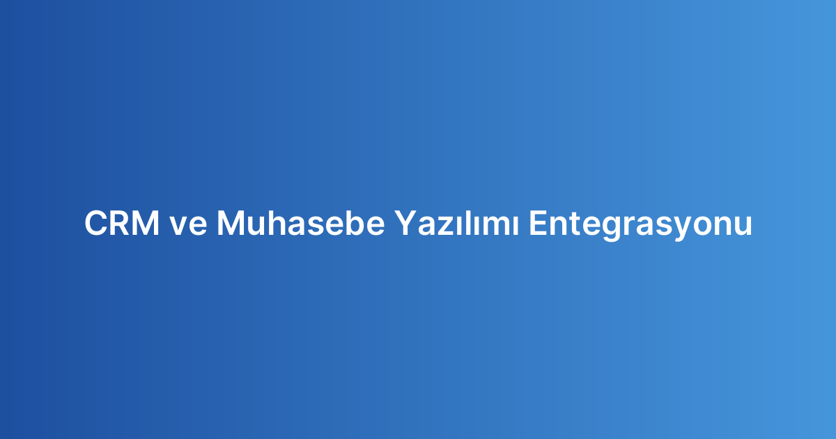 CRM ve Muhasebe Yazılımı Entegrasyonu