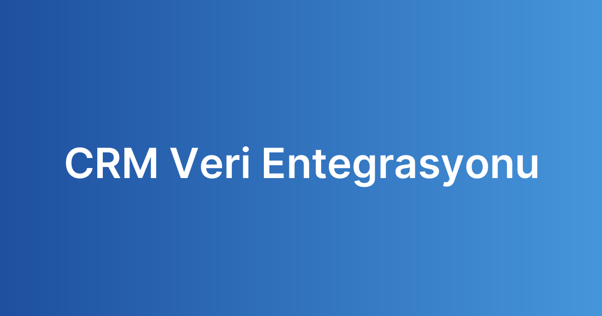 CRM Veri Entegrasyonu