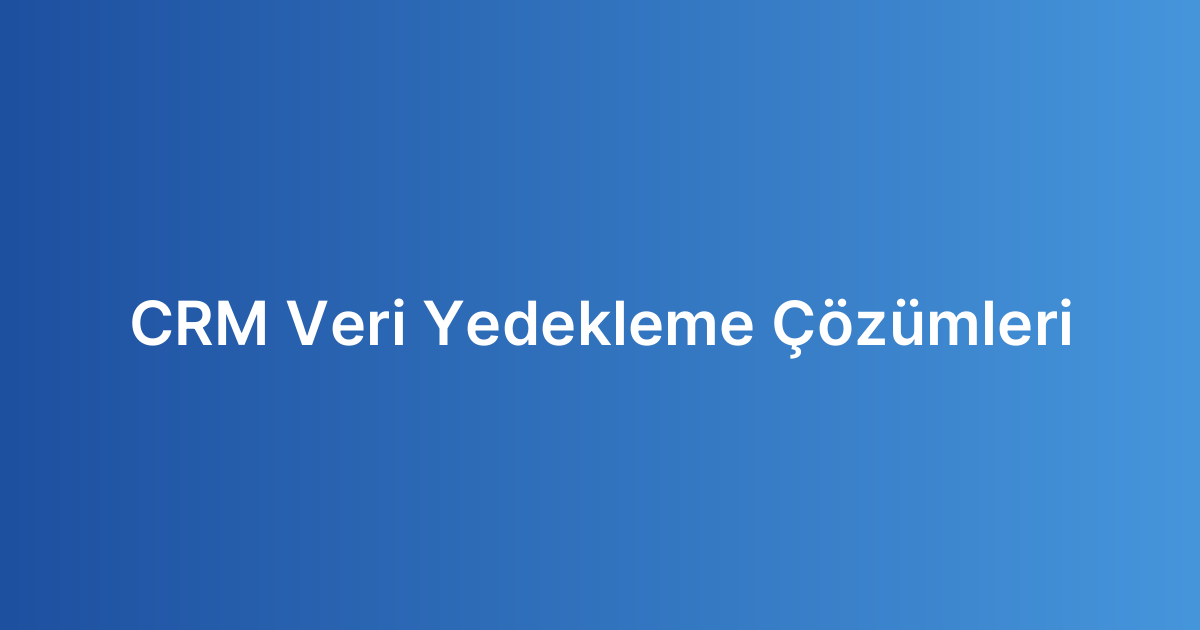CRM Veri Yedekleme Çözümleri