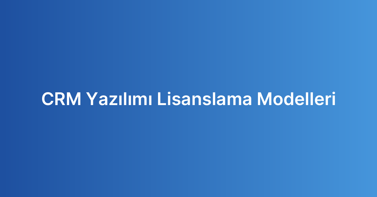 CRM Yazılımı Lisanslama Modelleri