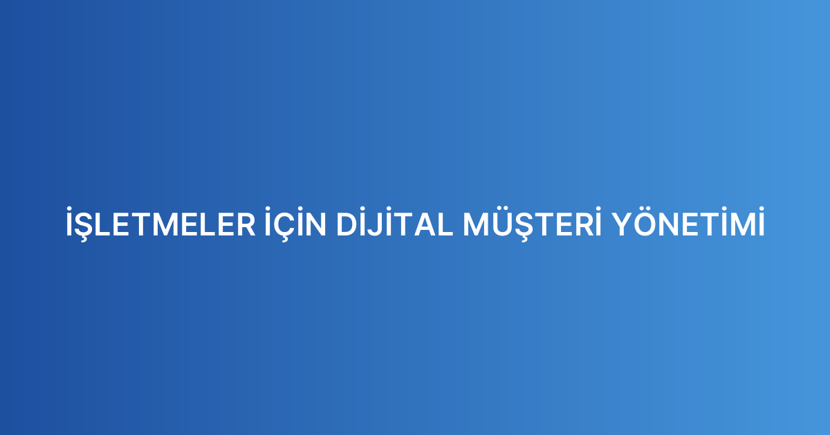 İŞLETMELER İÇİN DİJİTAL MÜŞTERİ YÖNETİMİ
