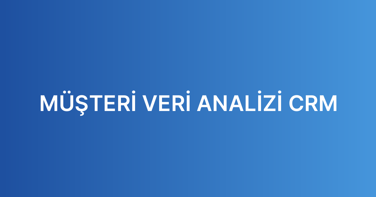 MÜŞTERİ VERİ ANALİZİ CRM