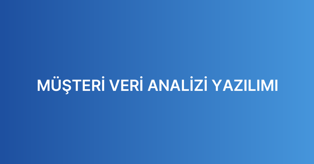 MÜŞTERİ VERİ ANALİZİ YAZILIMI